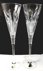 WATERFORD Lismore Diamond Toasting Flute Pair Boxed sticker tags # 156786