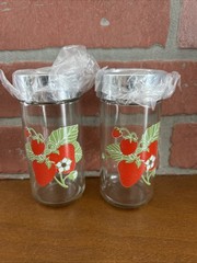 Vintage Set of Libbey Strawberry Blossom Salt And Pepper Shakers