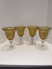 4 Val de Pome France Honey Yellow Water Goblets Saba 10 Oz- 7 1/2”
