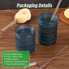 Retro Glass Cups – Set of 12 for Beer, Cocktails, Whiskey