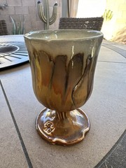 Handmade Pottery Goblet Chalice Cup With Scalloped Edge
