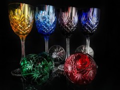 Faberge Odessa Crystal Colored Tall Wine Glasses without case