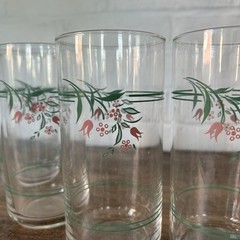Lot 6 Vintage Corning Corelle Drinking Glasses Rosemarie Tulip Tumblers 16 oz