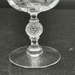 Vtg Imperial Ohio Crystal Cut Meander Berries Leaves Champagne Glasses Set of 2