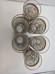 Set Of 6 VTG Pfaltzgraff 16oz Glasses Tumblers Colonial Americana Folk Art 6.25″