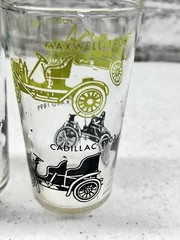 Vintage Federal Glass Set of 3 MCM Old Cars Ford Packard Cadillac Tumblers