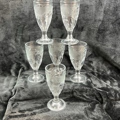 Vtg Arcoroc France Clear Molded Embossed Fruit Wine/Glasses Goblets~~Set of 6