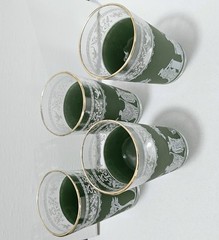 Jeanette Green Wedgwood Tumbler Jasperware Grecian Gold Trim Lot Of 4