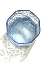 LIBBEY Set of 3 Facets Light Blue Rocks Old Fashioned Glass 3.5” tall Textured