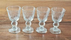 Vintage Set Of Four (4) Crystal 3 1/4″ Footed Liquor Coctail Glasses