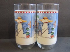 CAMBRIDGE POTTERIES-Winter’s Garden~Set of 2 Glass TUMBLERS~5.75″