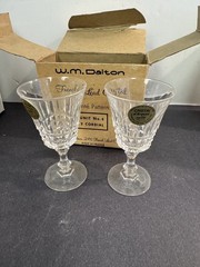 W. M. Dalton French Lead Crystal Boxed Wine Goblet Cordial Old Fashioned Glasses