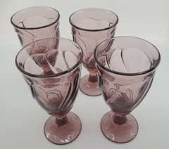 Vintage Noritake Sweet Swirl Amethyst Goblet●Iced Tea Glasses 7.25in●4 Piece Set