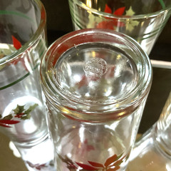 Vintage Tumblers Water Ice Tea Glass Poinsettia 14 Ounce Set of 4 Christmas #74