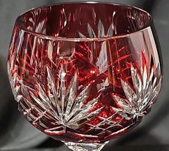Set of 2 Cut To Clear Crystal Wine Glasses Ruby And Amethyst
