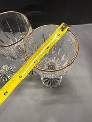 Set of 4 German Lead Crystal Wine Goblets Gold Rim Sundance Gold Made in Germany