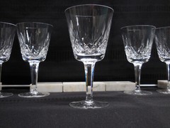 Waterford crystal (6), Vintage original (faceted stem) Lismore, 4.4 oz Clarets