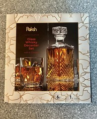 New! Paksh 7pc Italian Crafted Glass 34 1/4 oz Whiskey Decanter Set W/6 Glasses