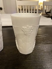 Indiana Colony Harvest Grape Milk Glass – Flat Juice Glass, 4 inch Set Of 2
