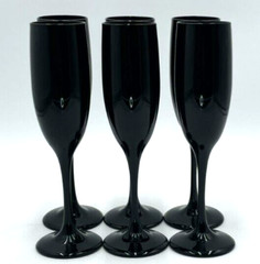 Black Amethyst White Wine Champaign Flute Black & White Table Setting -Set of 6