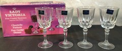 Lady Victoria Fine Crystal Stemware Four 2 Oz. Cordial Glasses Chantelle Pattern