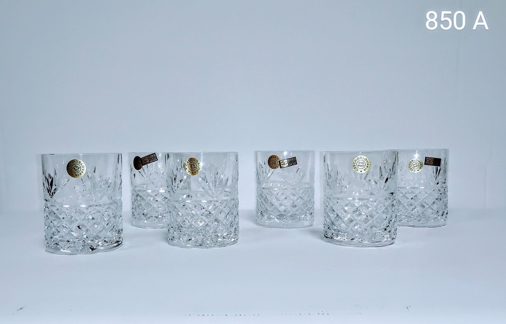 Set 6 Bohemian Handmade Crystal Czechoslovakia Barware Glasses 11.8 Fl Oz (13.9)