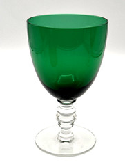 Emerald Green Goblet 12 oz. W/Clear Stem and Base 6” Tall, Set of 2