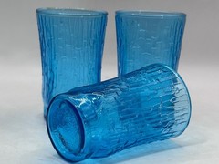 Pagoda Laser Blue by Anchor Hocking Set of 6 Retro MCM Glasses 5 oz Flat Tumbler