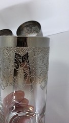 Vintage MCM Dorothy Thorpe Silver Fade «Etched» Grape Highball Glasses Set Of 4