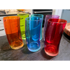 6 MCM Highball Rainbow Leonardo Swung Long 12 oz Curved Tumbler Glasses