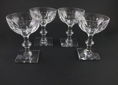 4 Signed T.G. Hawkes & Co COLONY Brilliant Cut Crystal Champagne Sherbet Glasses