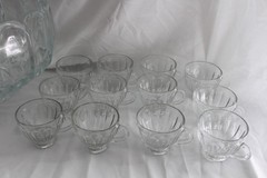 Vintage L.E. Smith Old Dominion Punch Bowl 12 Cups Floriform Tulip Diamonds