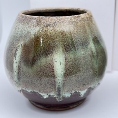 Studio Art Pottery Glasses Signed Cholin 2010 Ceramic Drip Glaze Bar Set Of 4