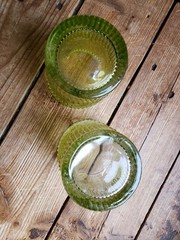 Set Of Two Vintage Inspired Green Embossed Glassed, The Pioneer Woman?