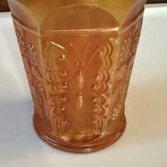 Vintage Fenton Marigold Carnival Glass Butterfly & Berry Pattern Tumbler