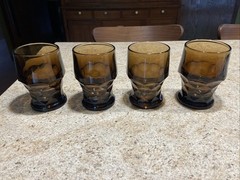 Vintage Viking Georgian Nutmeg Brown Heavy Tumblers 5” Glasses Set Of 4