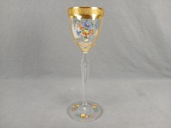 Myers Neffe / Lobmeyr Bohemian Enameled Watteau Scene & Gold Wine Glass B