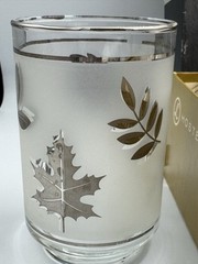 Vintage Libbey Silver Leaf Juice Glasses 8pc Set w Box Mid Century Barware Drink
