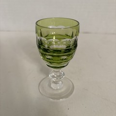 1 Cut to Clear Crysta 3″ Lime Green. Small Liquor /Cordial Glass