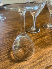 Val St Lambert Wine glasses, arches and exes 6 sided stem, set of 4