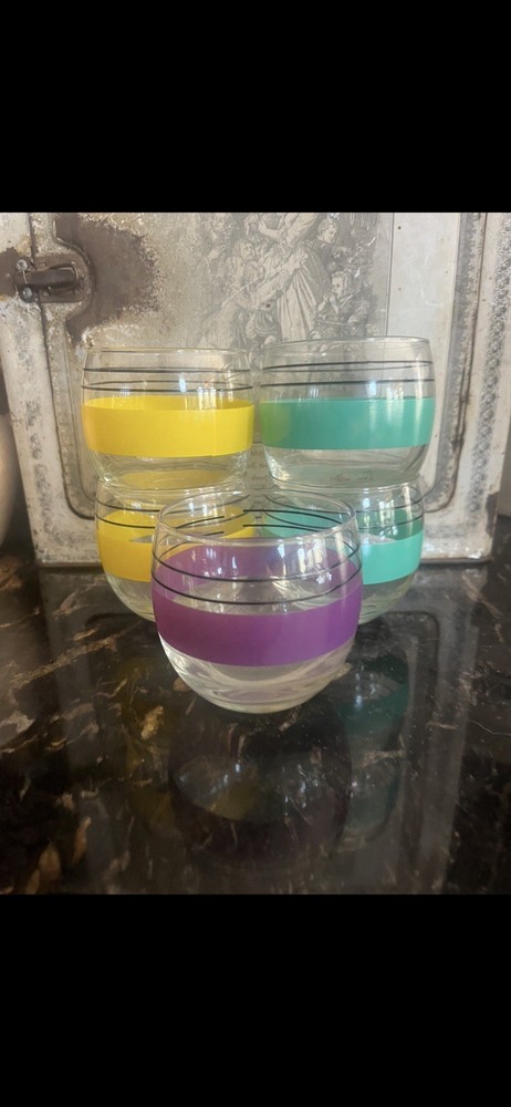 Vintage Roly Poly Libbey Sociables Set Of 5 Glasses