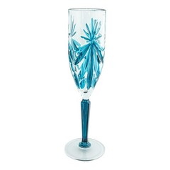 Set of Six 6 Murano Glass Champagne Flute Purple Blue Red Green Orange 22.5cm