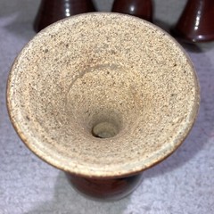 VTG Hand Thrown Pottery Goblet Stoneware 6” Red Brown Black Glaze Candle Holder