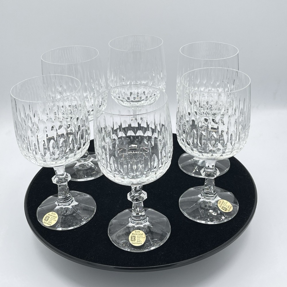 Schott-Zwiesel Flamenco Goblet German Cut Lead Crystal Set of 6 Original Box VTG