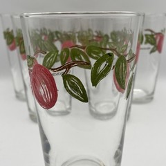 6 Vintage Franciscan Apple 5.75″ Tall Glasses Tumblers Iced Tea 17oz Libbey EUC