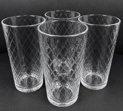 Vintage Set of 4 Libbey DuraTuff Diamond Crosshatch Tumbler Cooler Glasses 16oz