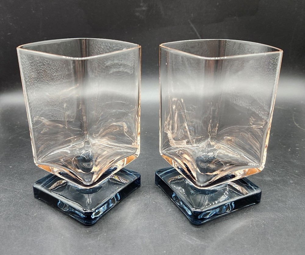Disaronno Cocktail Glasses Very Light Pink Cup Dark Blue Base Barware Set Of 2