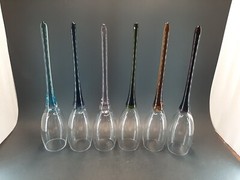 6 Footless Champaign Flutes Each One A Different Color Hand Made
