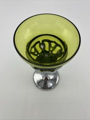 Stemmed Farber Bros Krome Kraft Cambridge Glasses Amethyst Green Amber Set of 4