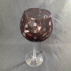 Mikasa Cheers Balloon Wine Glasses Goblets Purple Crystal Etched ~9” Set Of 2